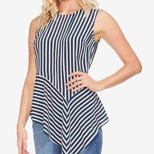 Vince Camuto Striped Asymmetrical Top